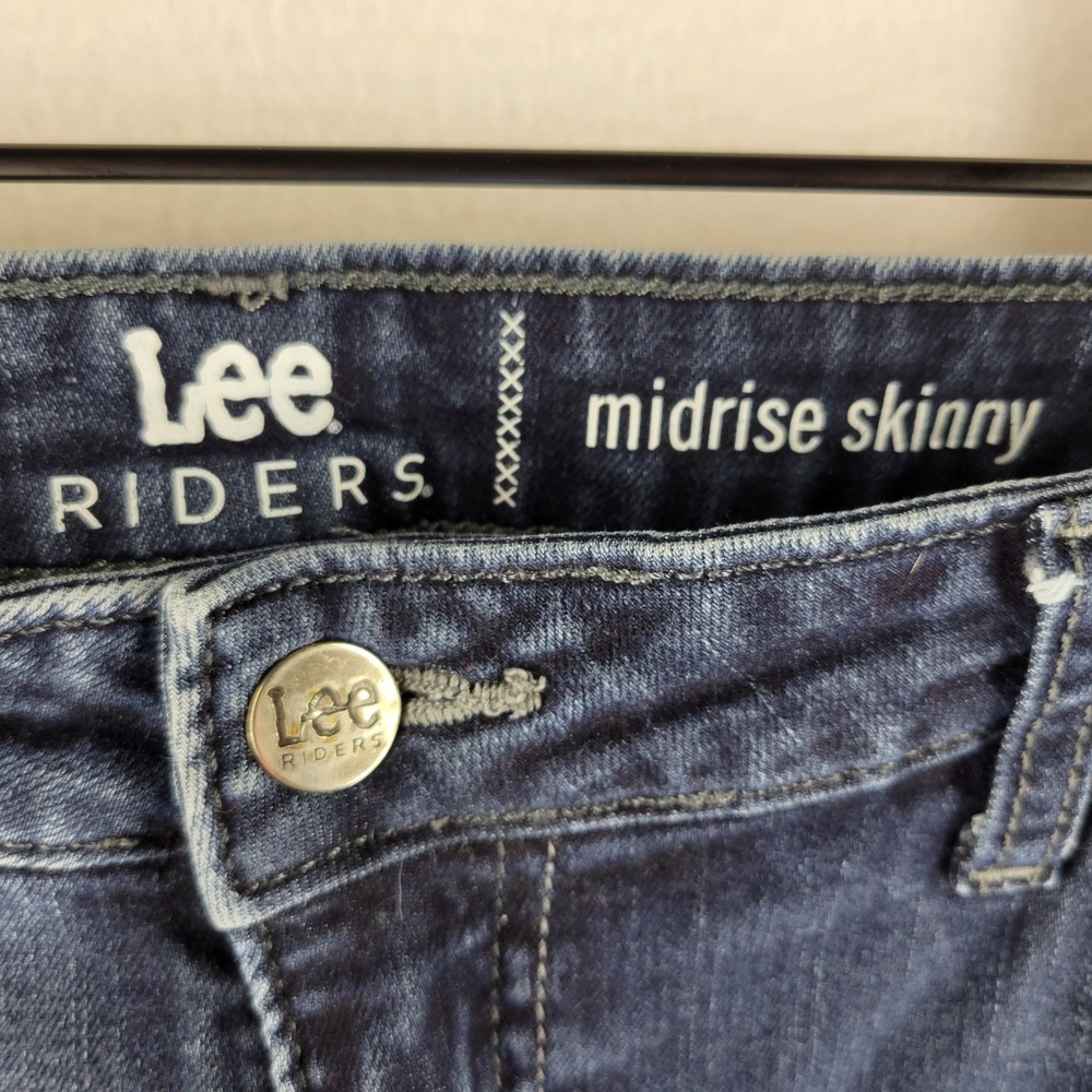 Lee Riders Jeans Womens‎ 18P Mid Rise Modern Skinny Dark Wash Stretch - Picture 3 of 8